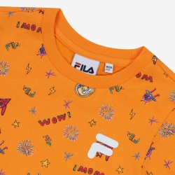 Fila Dudlemonde All Over Print - Poikien Poolopaita - VaaleanOranssi | FI-57680